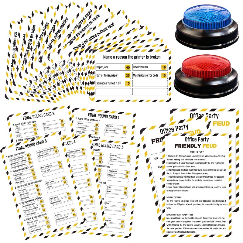 IIDEA Office Party Friendly Feud Game with 2 Answer Buzzers, Team Building Feud Cards for Family Game Night Fun Trivia Quiz for Work Staff Coworkers Company Groups Holiday Gathering - Image 1