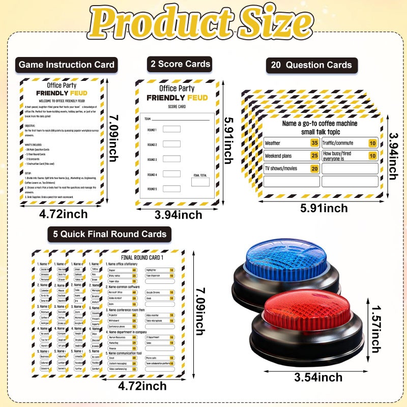 IIDEA Office Party Friendly Feud Game with 2 Answer Buzzers, Team Building Feud Cards for Family Game Night Fun Trivia Quiz for Work Staff Coworkers Company Groups Holiday Gathering - Image 2