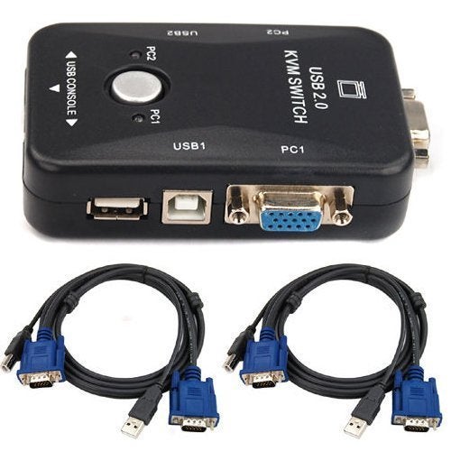 ANDTRONICS 2 Port USB 2.0 KVM Switch Box With 2 KVM Cables to Control up to 2 Computers for Computer Sharing Video Mouse Keyboard Monitor - Image 5