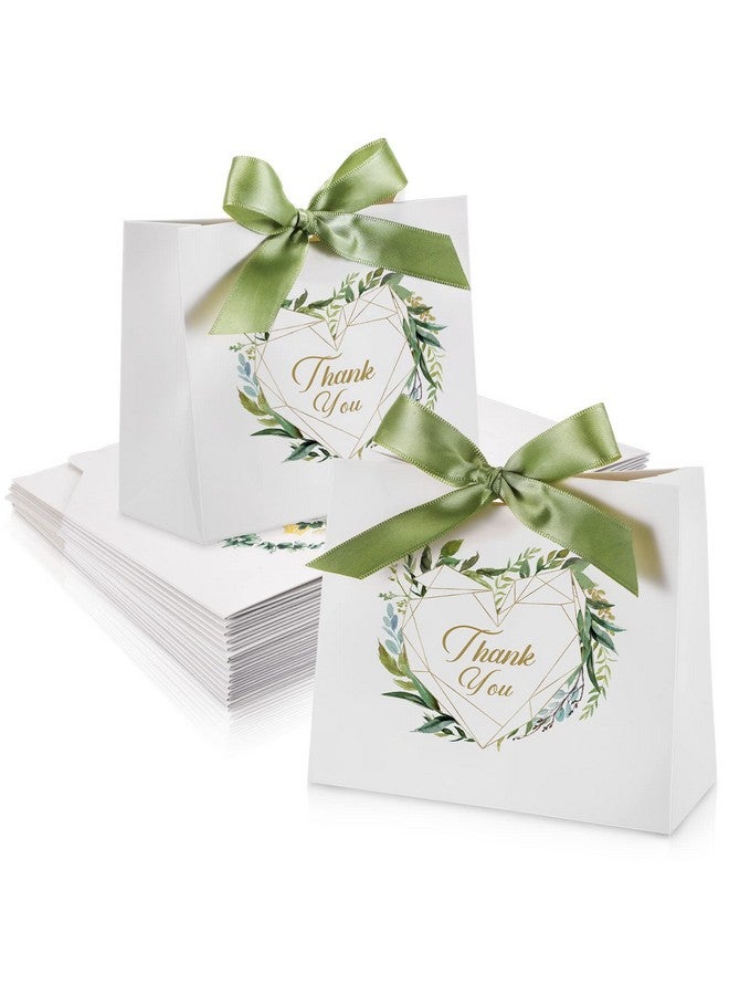 تيلينغ أكياس هدايا صغيرة من Teling، 50 قطعة، مقاس 4.5 × 1.8 × 3.9 بوصة، أكياس هدايا صغيرة من الورق مع شريط فيونكة، أكياس تغليف هدايا الشكر لأعياد الميلاد وحفلات استقبال المولود وحفلات الزفاف، باللون الأخضر - Image 1