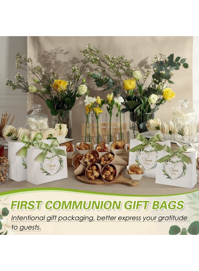 تيلينغ أكياس هدايا صغيرة من Teling، 50 قطعة، مقاس 4.5 × 1.8 × 3.9 بوصة، أكياس هدايا صغيرة من الورق مع شريط فيونكة، أكياس تغليف هدايا الشكر لأعياد الميلاد وحفلات استقبال المولود وحفلات الزفاف، باللون الأخضر - Image 4