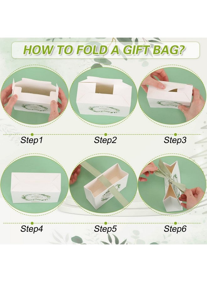 تيلينغ أكياس هدايا صغيرة من Teling، 50 قطعة، مقاس 4.5 × 1.8 × 3.9 بوصة، أكياس هدايا صغيرة من الورق مع شريط فيونكة، أكياس تغليف هدايا الشكر لأعياد الميلاد وحفلات استقبال المولود وحفلات الزفاف، باللون الأخضر - Image 3