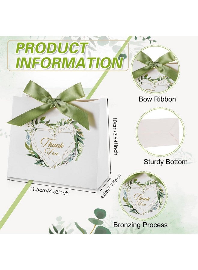 تيلينغ أكياس هدايا صغيرة من Teling، 50 قطعة، مقاس 4.5 × 1.8 × 3.9 بوصة، أكياس هدايا صغيرة من الورق مع شريط فيونكة، أكياس تغليف هدايا الشكر لأعياد الميلاد وحفلات استقبال المولود وحفلات الزفاف، باللون الأخضر - Image 2