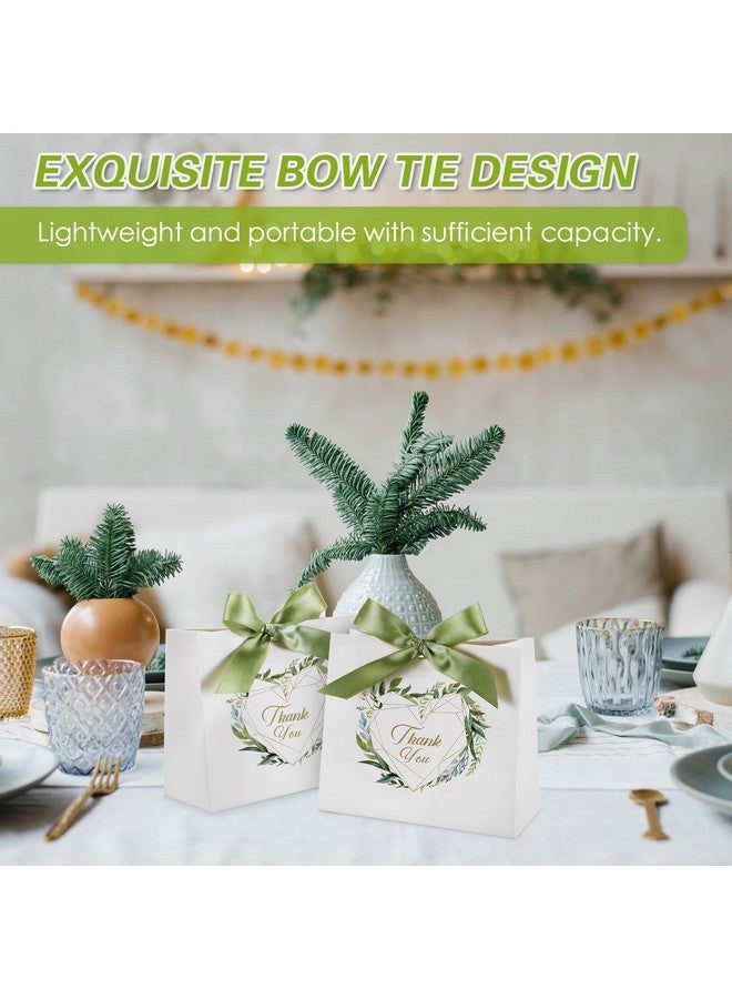 تيلينغ أكياس هدايا صغيرة من Teling، 50 قطعة، مقاس 4.5 × 1.8 × 3.9 بوصة، أكياس هدايا صغيرة من الورق مع شريط فيونكة، أكياس تغليف هدايا الشكر لأعياد الميلاد وحفلات استقبال المولود وحفلات الزفاف، باللون الأخضر - Image 5