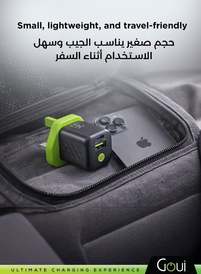 جوي شاحن حائط 35 واط GaN 35 بلس | شاحن سريع مزدوج المنفذ Type-C و USB لجهاز iPhone | مدمج وقابل للحمل | متوافق مع iPhone 17/16/15، سلسلة Samsung Galaxy S25/S24، Xiaomi، Huawei، iPad، iPad Pro - Image 5