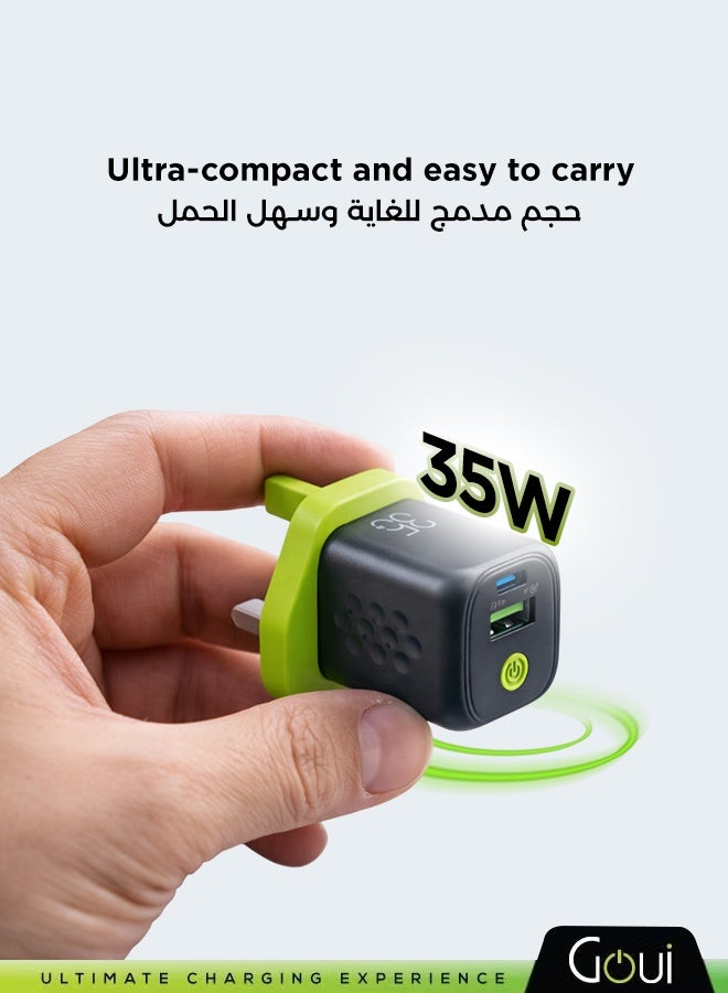 جوي جان 35 بلس شاحن جداري بقدرة 35 واط | منفذان Type-C و USB للشحن السريع | حجم مدمج و سهل الحمل | متوافق مع آيفون 17/16/15 و سامسونج و جالاكسي و شاومي و هواوي و ايباد و ايباد برو أسود - Image 5