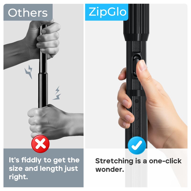 ZipGlo Black Tension Curtain Rod 41-126 In(4-10Ft), Long Curtain Rod No Drilling for Window or Bathroom,Outdoor Tension Rods for Patio, Heavy Duty Shower Rod,Rod Diameter 1.26In-One-bond stretching - Image 5