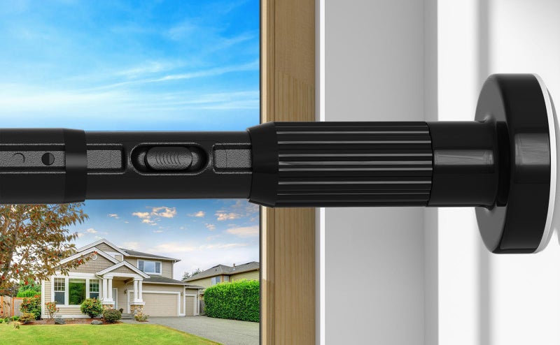 ZipGlo Black Tension Curtain Rod 41-126 In(4-10Ft), Long Curtain Rod No Drilling for Window or Bathroom,Outdoor Tension Rods for Patio, Heavy Duty Shower Rod,Rod Diameter 1.26In-One-bond stretching - Image 1