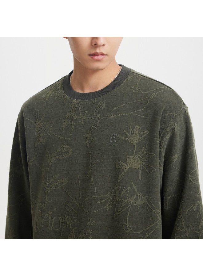 Cabbeen Men's Sweatshirt European Velvet Cotton Dense Stitch Logo Embroidery Trendy Spring/autumn Long Sleeve Sweatshirt - Image 4