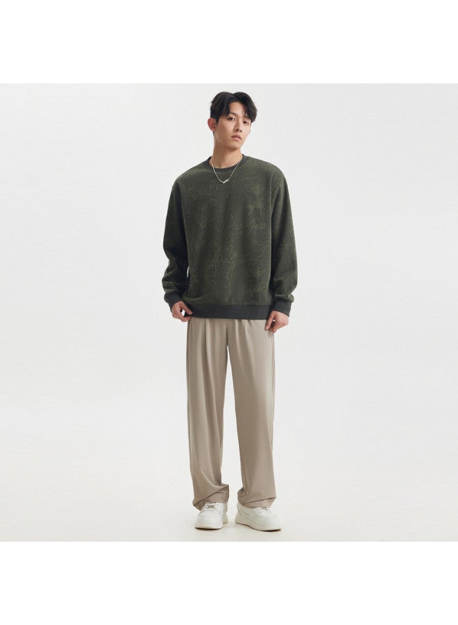Cabbeen Men's Sweatshirt European Velvet Cotton Dense Stitch Logo Embroidery Trendy Spring/autumn Long Sleeve Sweatshirt - Image 5