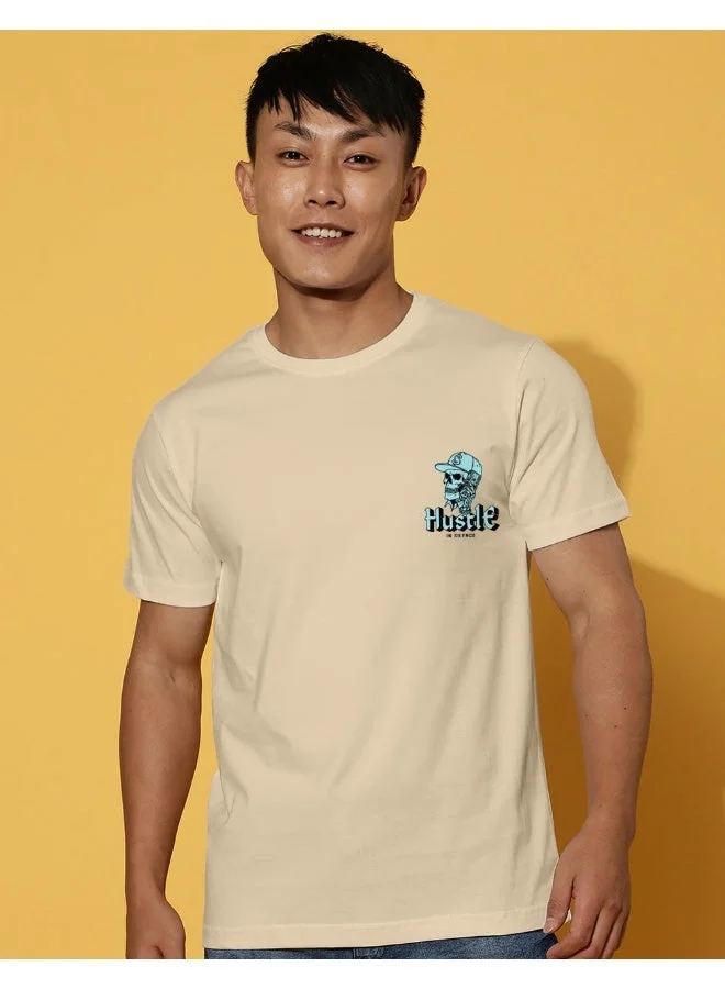 فيردو Veirdo® Men's T-Shirt Regular Fit Round Neck Pure Cotton Half Sleeve Graphics Printed T-Shirt with Swan White Colour & M Size