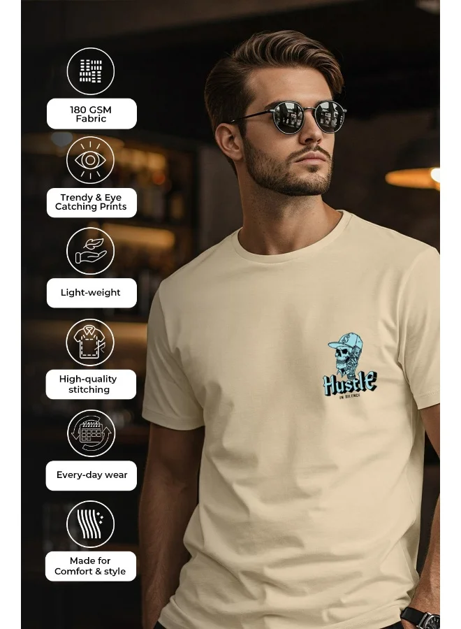 Veirdo Veirdo® Men's T-Shirt Regular Fit Round Neck Pure Cotton Half Sleeve Graphics Printed T-Shirt with Swan White Colour & M Size