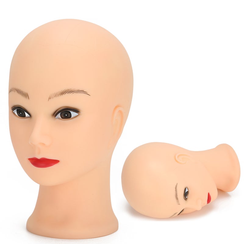 Mannequin Head: 49Cm Soft PVC Training Head With Skin-Like Smooth Surface - Universal Bracket-Compatible Display Head for Makeup Training, Wig And Hat Shop Display - Image 1