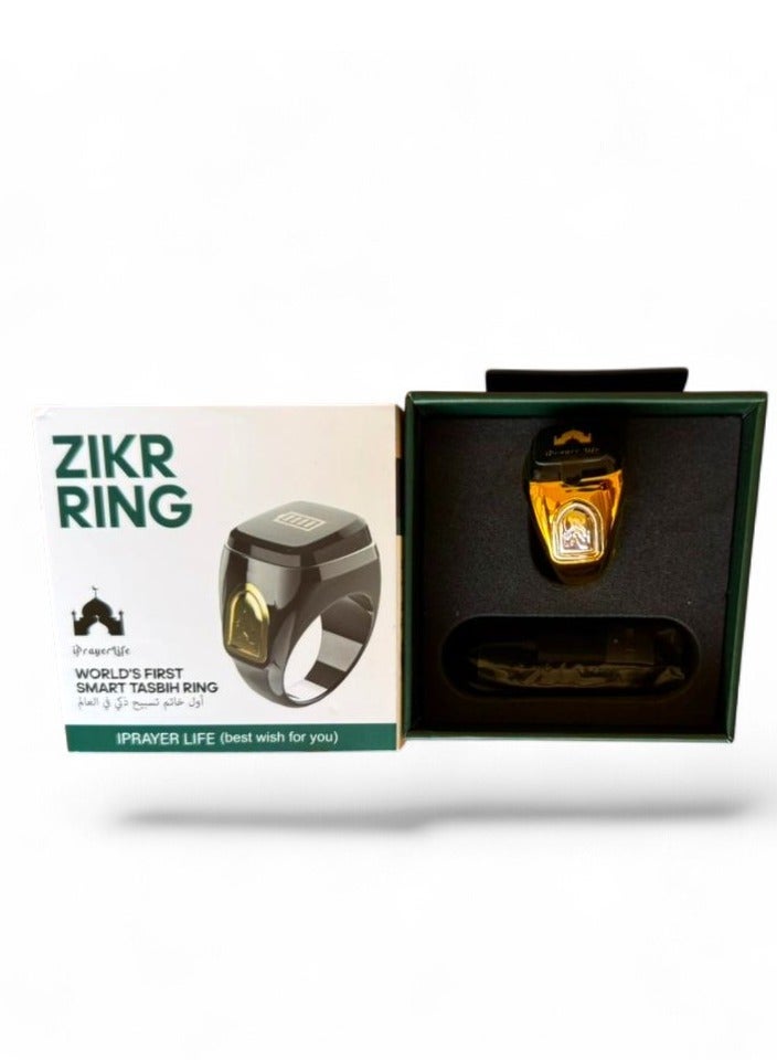 خاتم زكر خاتم الكتروني  ذكي للتسبيح Zikr Ring وتذكير بمواقيت الصلاه قضاء احتيجات المسلمين التسبيح طوال اليوم مع تطبيق لتتبع يأتي بشاشه OLED عاليه السطوع مقاس  (20)mm - ذهبي - Image 4