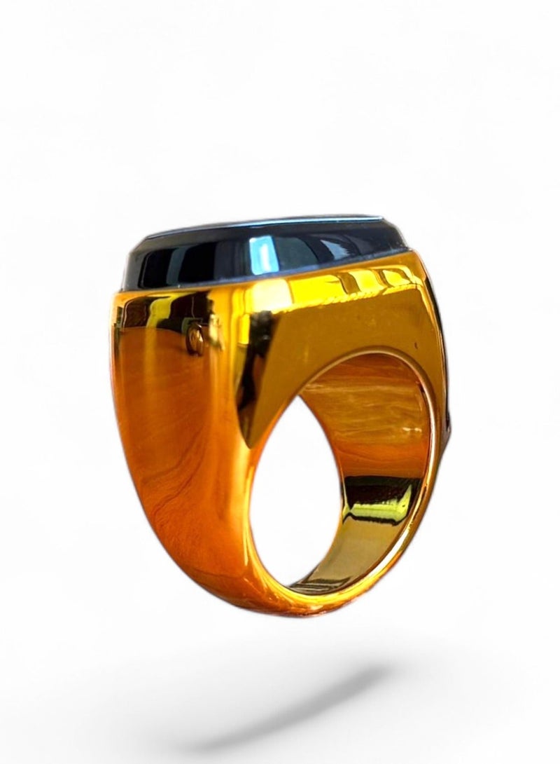 خاتم زكر خاتم الكتروني  ذكي للتسبيح Zikr Ring وتذكير بمواقيت الصلاه قضاء احتيجات المسلمين التسبيح طوال اليوم مع تطبيق لتتبع يأتي بشاشه OLED عاليه السطوع مقاس  (20)mm - ذهبي - Image 2
