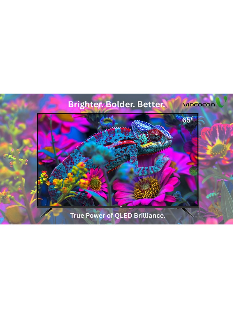 Videocon 65 Inch QLED 4K UHD Smart TV | Edgeless Display | Google TV with Google Assistant Remote | Bluetooth & Chromecast Built-in | Dolby Audio | Quad-Core Processor | Free Wall Bracket – E65QLGT1100 E65QLGT1100 Black - Image 3