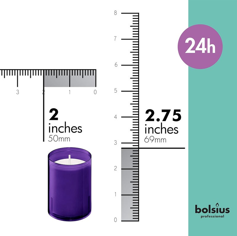 BOLSIUS 24 Hour Votive Candles - 20 Pack Restaurant Candles in Purple Unbreakable Plastic Cups - Premium European Quality - Unscented Smokeless Wedding, Birthday, Party & Relight Candles - Image 2