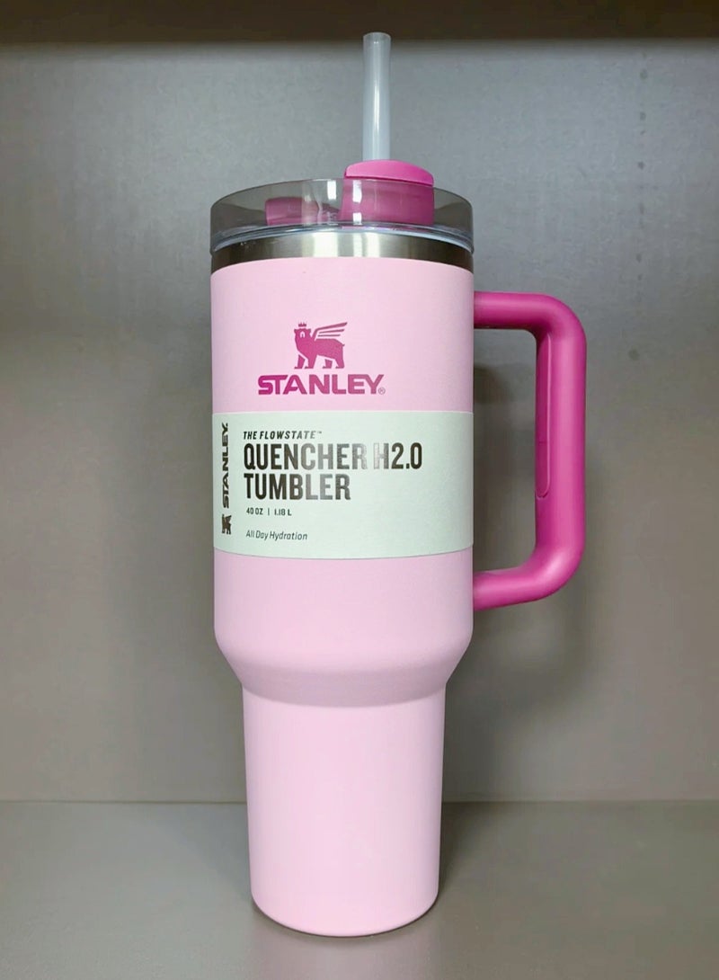 Stanley Stanley 40oz Tumbler with Handle, Stainless Steel Insulated Travel Mug, Leak-Proof Lid, Double-Wall Vacuum Cup for Hot & Cold Drinks, Large Reusable Coffee Cup, Travel Flask, Fits Car Cup Holder, Flamingo Pink - Image 3