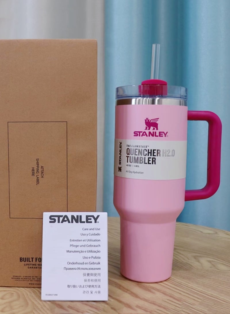 Stanley Stanley 40oz Tumbler with Handle, Stainless Steel Insulated Travel Mug, Leak-Proof Lid, Double-Wall Vacuum Cup for Hot & Cold Drinks, Large Reusable Coffee Cup, Travel Flask, Fits Car Cup Holder, Flamingo Pink - Image 5
