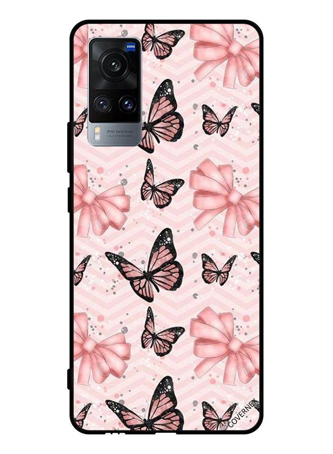 Covernex Protective Case Cover For Vivo X60 Black & Peach Color Butterflies - Image 1