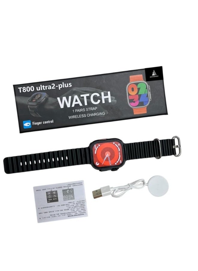 Generic Smart Watch for Men Women T800 Ultra 2 Large NFC Bluetooth Call Wireless Charging Touch Screen 2.2 Inch HD Smart Watch for IOS Android (Black) - Image 1