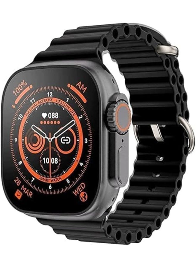 Generic Smart Watch for Men Women T800 Ultra 2 Large NFC Bluetooth Call Wireless Charging Touch Screen 2.2 Inch HD Smart Watch for IOS Android (Black) - Image 2