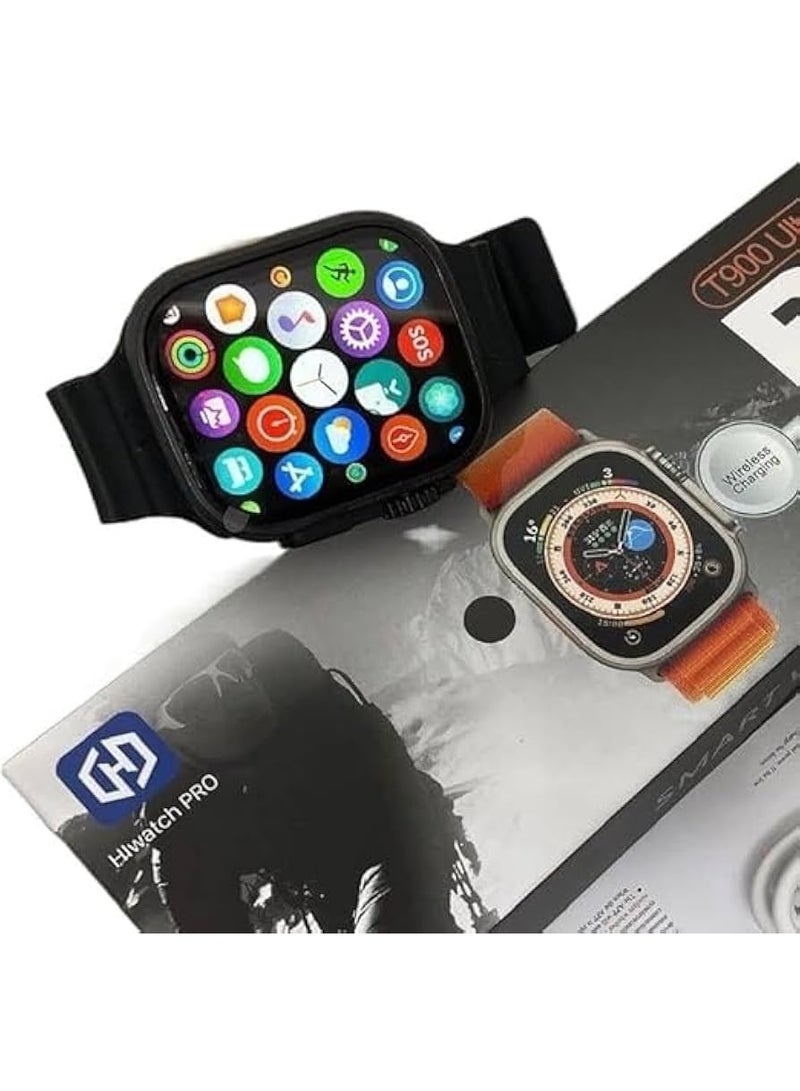 Generic Smart Watch for Men Women T800 Ultra 2 Large NFC Bluetooth Call Wireless Charging Touch Screen 2.2 Inch HD Smart Watch for IOS Android (Black) - Image 3