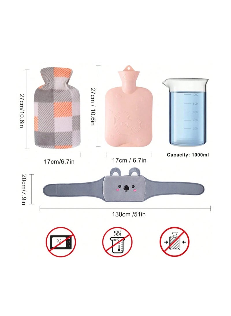 breathe Water Bottle with Cat Design, Triple with Velvet Cloth Cover and Waist Belt for Heat and Cold Therapy to Relieve Back Pain - Image 2