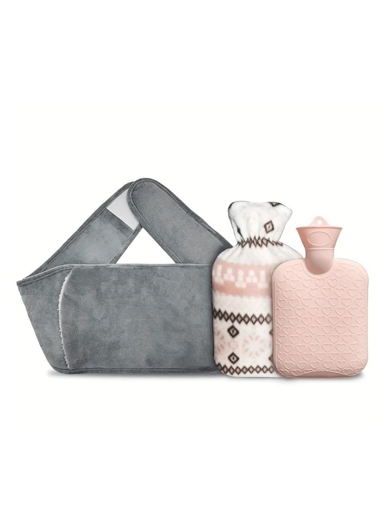 breathe Water Bottle with Cat Design, Triple with Velvet Cloth Cover and Waist Belt for Heat and Cold Therapy to Relieve Back Pain - Image 4