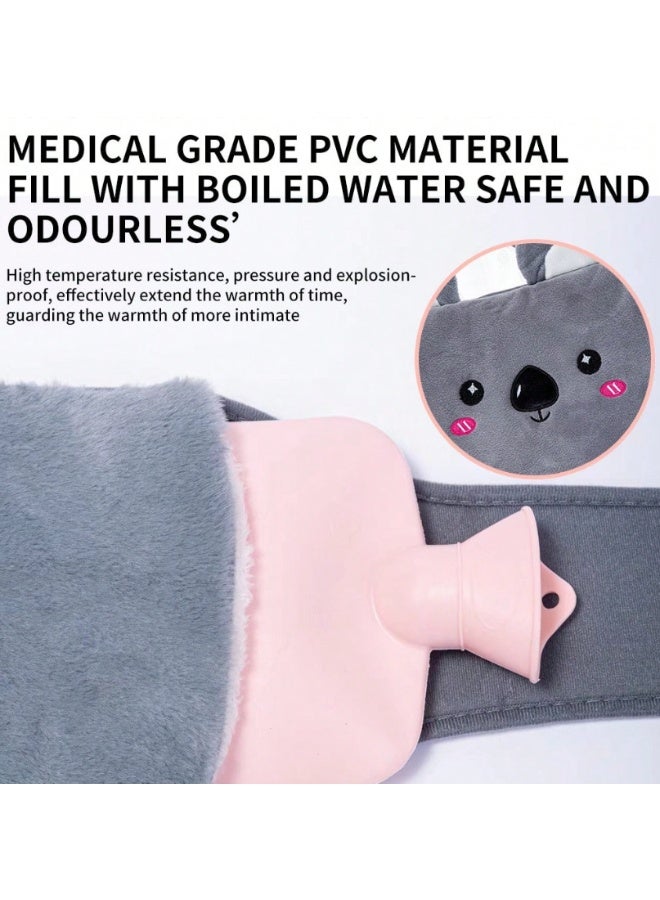 breathe Water Bottle with Cat Design, Triple with Velvet Cloth Cover and Waist Belt for Heat and Cold Therapy to Relieve Back Pain - Image 5