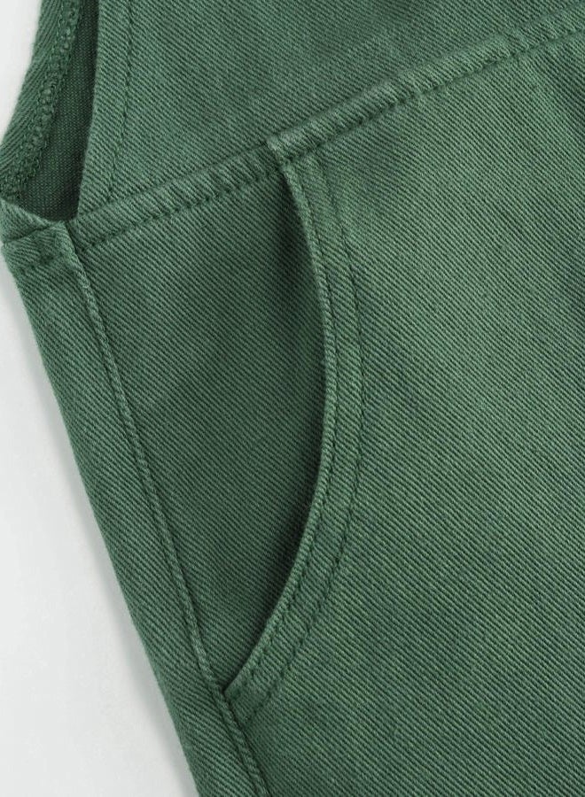 CIDER Overall Shorts For Women Jean Denim Rompers Adjustable Strap Loose Fit Overalls Summer Casual Outfits with Pockets, Green, L - Image 3