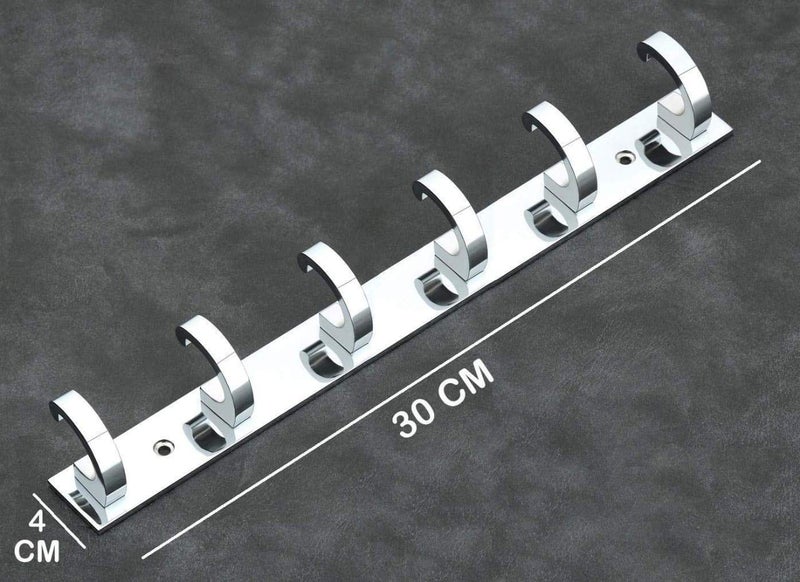 iSTAR 6 Pin Bathroom Cloth Hooks Hanger Door Wall Bedroom Bathroom Robe Hooks Rail for Hanging Stainless Steel Round Shape Hook (Pack of 1) - Image 5