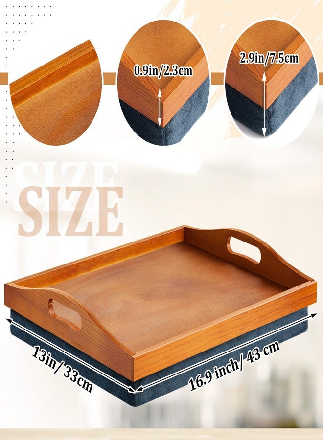 Tioncy Bamboo Lap Tray with Detachable Pillow 16.9'' x 13'' Lap TV Trays Lap Desk with Handles for Adults Eating in Recliner Breakfast Housewarming Gift(Vintage Brown,1 Piece) - Image 2