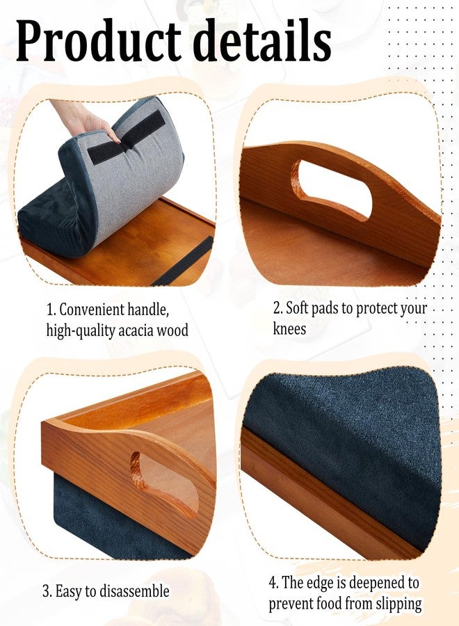 Tioncy Bamboo Lap Tray with Detachable Pillow 16.9'' x 13'' Lap TV Trays Lap Desk with Handles for Adults Eating in Recliner Breakfast Housewarming Gift(Vintage Brown,1 Piece) - Image 4