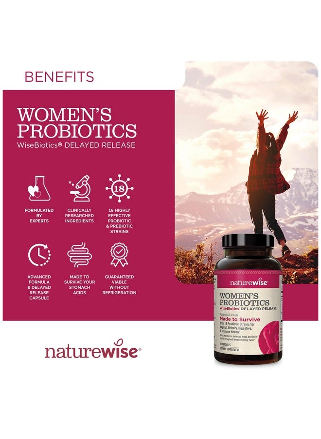 NatureWise Probiotics for Women - Multi-Strain Probiotic with Prebiotics + Cranberry - Vaginal, PH Balance, Digestive, Urinary Tract - 18 Unique Strains, 20 Billion CFU - 60 Capsules[2-Month Supply] - Image 2