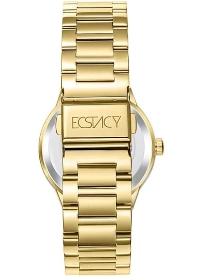 ECSTACY ECSTACY Women's VX3J Movement Watch, Multi Function Display and Stainless Steel Strap - E23613-GBGM, Gold