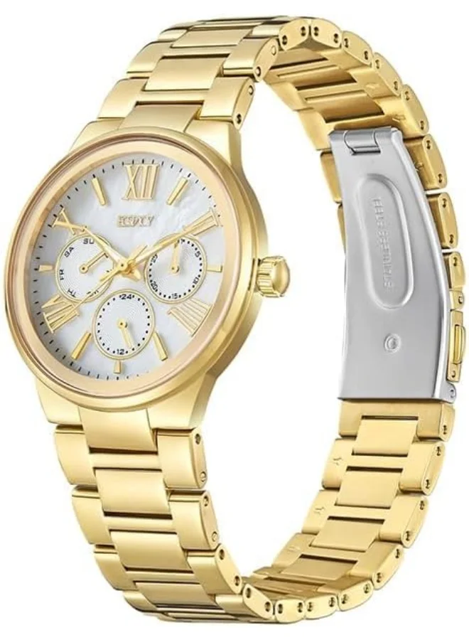 إكستاسي ECSTACY Women's VX3J Movement Watch, Multi Function Display and Stainless Steel Strap - E23613-GBGM, Gold