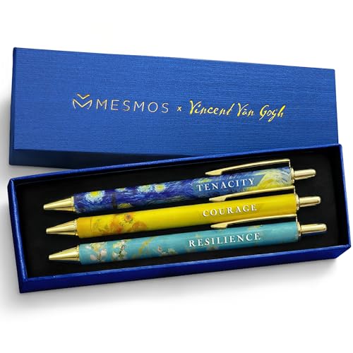 MESMOS Van Gogh Fancy Pen Set Inspirational Gifts for Women Office Motivational Writing Pens for Boss Lady Congratulations Gifts Unique Click Pens for Servers and Promotions - Image 1