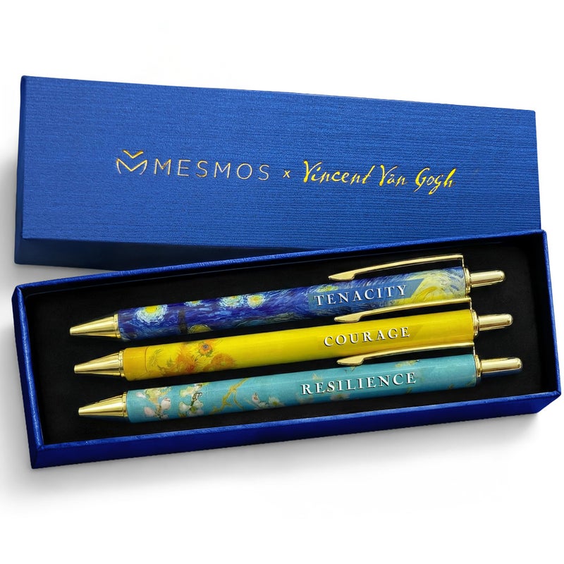 MESMOS Van Gogh Fancy Pen Set Inspirational Gifts for Women Office Motivational Writing Pens for Boss Lady Congratulations Gifts Unique Click Pens for Servers and Promotions - Image 2