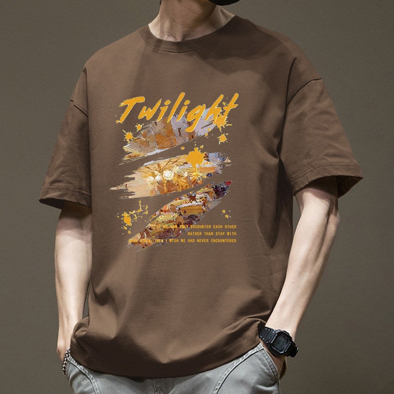 Heavyweight pure cotton short-sleeved t-shirt for men's summer 2025 new youth American-style printed loose half-sleeved top - Image 2