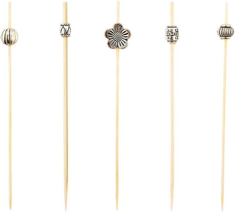 Restaurantware Restaurantware 4 Inch Decorative Cocktail Skewers 1000 Metal Bead Appetizer Picks  Disposable Sustainable Silver Bamboo Wooden Cocktail Picks For Garnishes Or Foods  - Image 2
