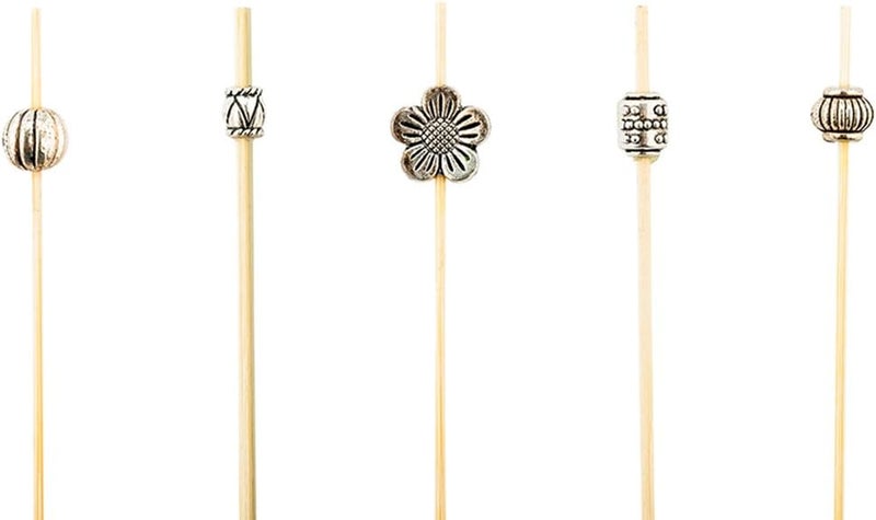 Restaurantware Restaurantware 4 Inch Decorative Cocktail Skewers 1000 Metal Bead Appetizer Picks  Disposable Sustainable Silver Bamboo Wooden Cocktail Picks For Garnishes Or Foods  - Image 1