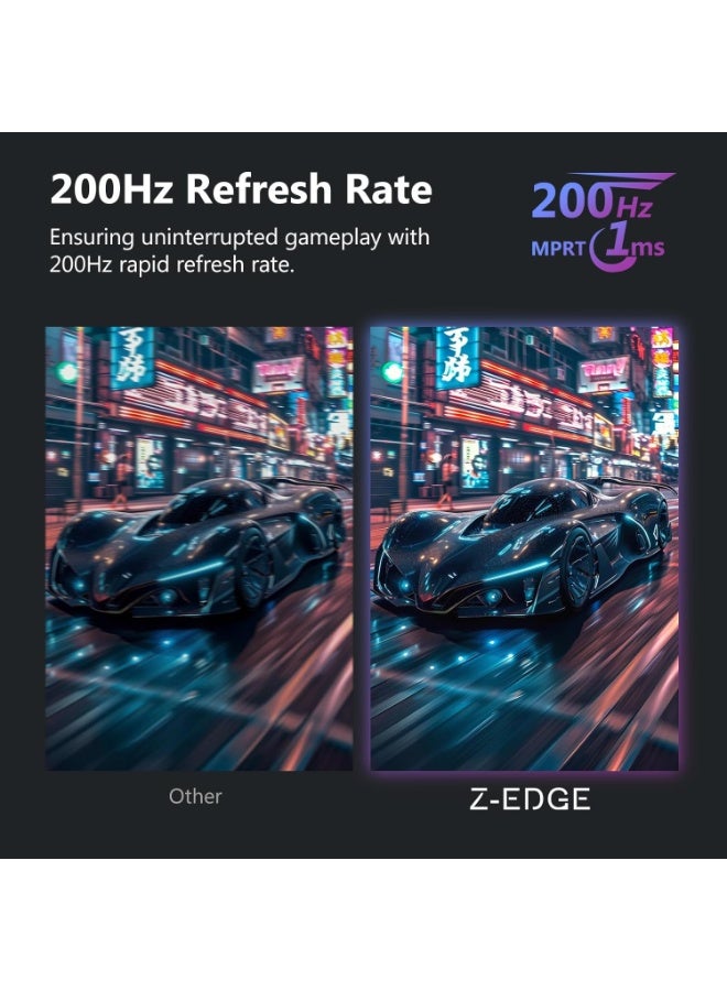 Z-EDGE 27-inch Curved Gaming Monitor 16:9 1920x1080 200/144Hz 1ms Frameless LED Gaming Monitor, AMD Freesync Premium, DP 1.4 & HDMI 2.1 Ports, Suitable for PS5 and Xbox - Image 2