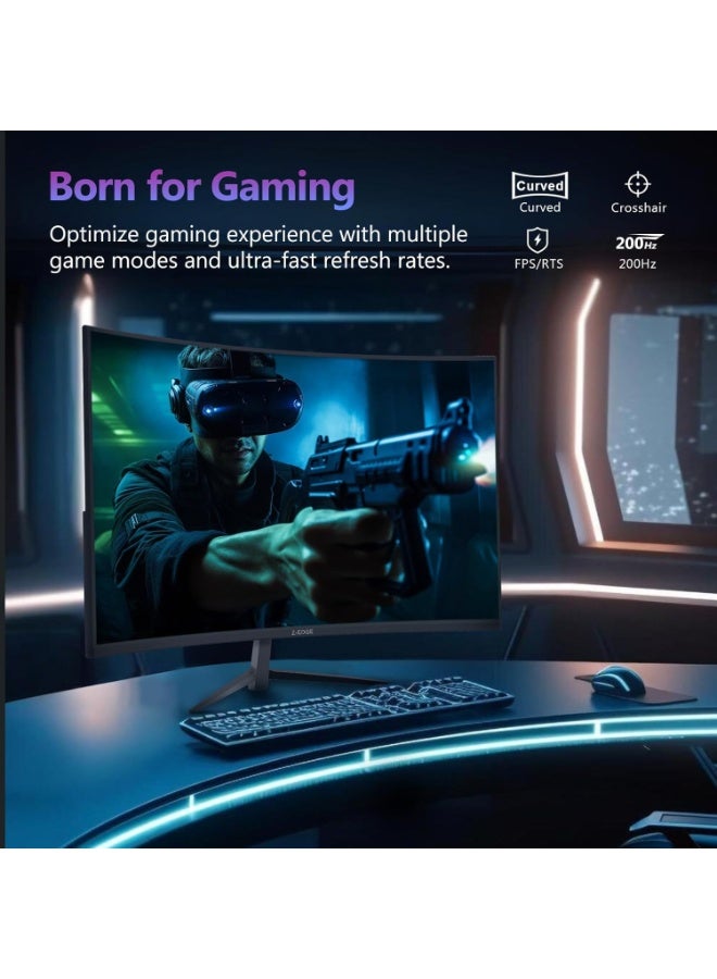 Z-EDGE 27-inch Curved Gaming Monitor 16:9 1920x1080 200/144Hz 1ms Frameless LED Gaming Monitor, AMD Freesync Premium, DP 1.4 & HDMI 2.1 Ports, Suitable for PS5 and Xbox - Image 4