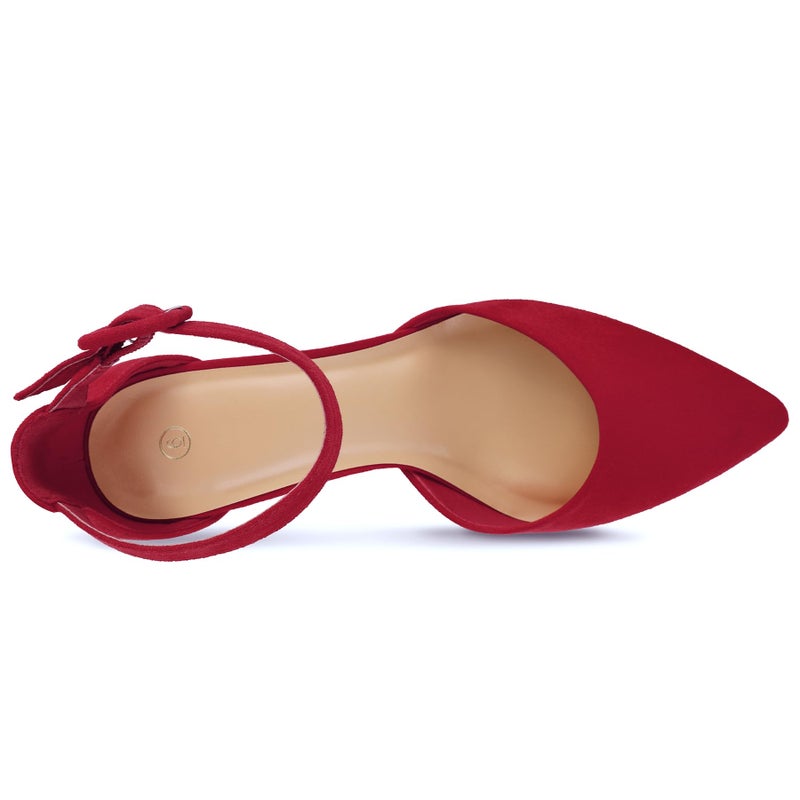 mysoft Women's Pointed Toe Low Chunky Heels Closed Toe Ankle Strap Dress Pump Shoes - Available in Wide Sizes - Image 4