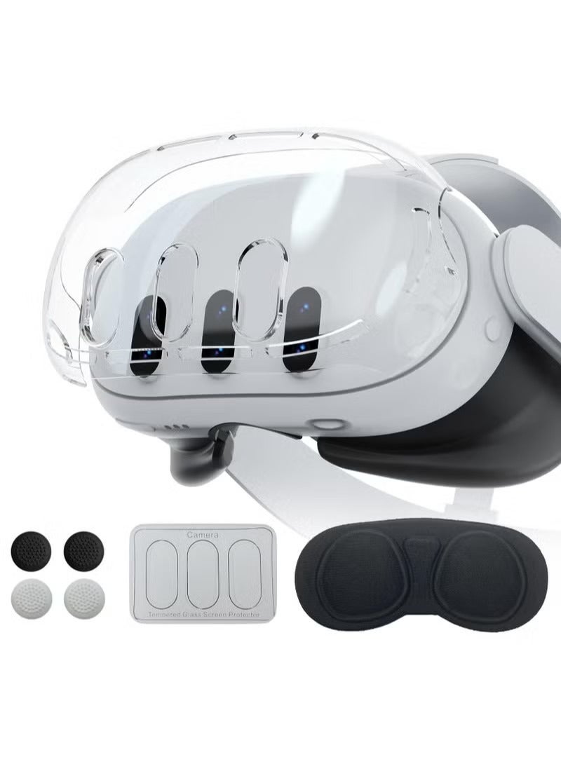for Meta Quest 3 Accessories, Protective Shell Cover Compatible with Oculus Quest 3, VR Accessories Included Transparent Shell Cover, Lens Tempered Film, Lens Cover, Joystick Caps - Image 1