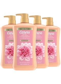 Caress Caress Body Wash for Women with Pump Daily Silk White Peach  Orange Blossom Shower Gel Body Wash Moisturizing for Noticeably Silky Soft Skin 30 fl oz 4 Pack 