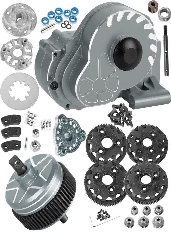 RCarmubWow Metal Transmission Complete Upgrades Part for 1/10 Slash/Rustler/Stampede/Bandit 2WD(VXL),Gearbox Case w/76T 83T 86T 90T Gear,Diff,Slipper Clutch & Rebuild Kit,Pressure Plate,Titanium - Image 1