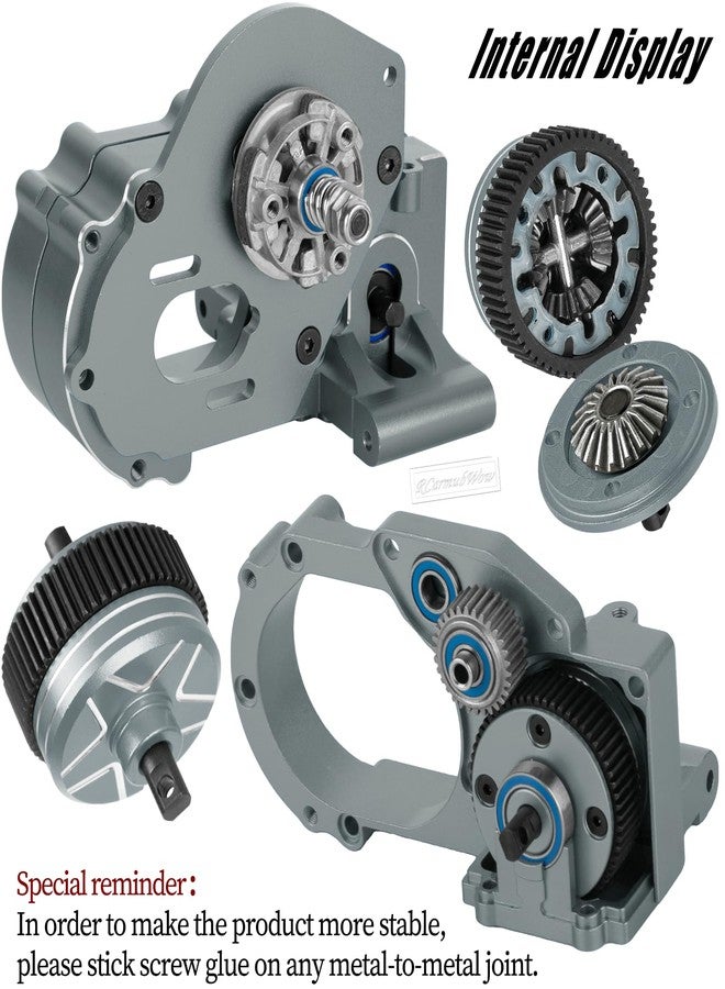 RCarmubWow Metal Transmission Complete Upgrades Part for 1/10 Slash/Rustler/Stampede/Bandit 2WD(VXL),Gearbox Case w/76T 83T 86T 90T Gear,Diff,Slipper Clutch & Rebuild Kit,Pressure Plate,Titanium - Image 5