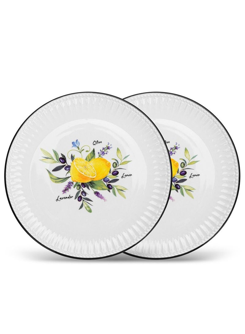 Fissman طبق حلوى 21 سم من بروفانس ليمون، طبق بورسلين للسلطة والمقبلات والميكروويف والفرن وغسالة الأطباق، مقاوم للخدش، أدوات مائدة للمطبخ - Image 1